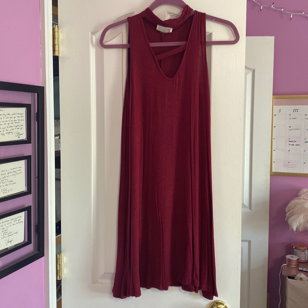 Red dress with choker detail